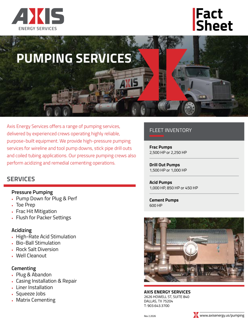 Pumping Operatorcheat Sheet Oilfield Pumping Services | Axis Energy Services